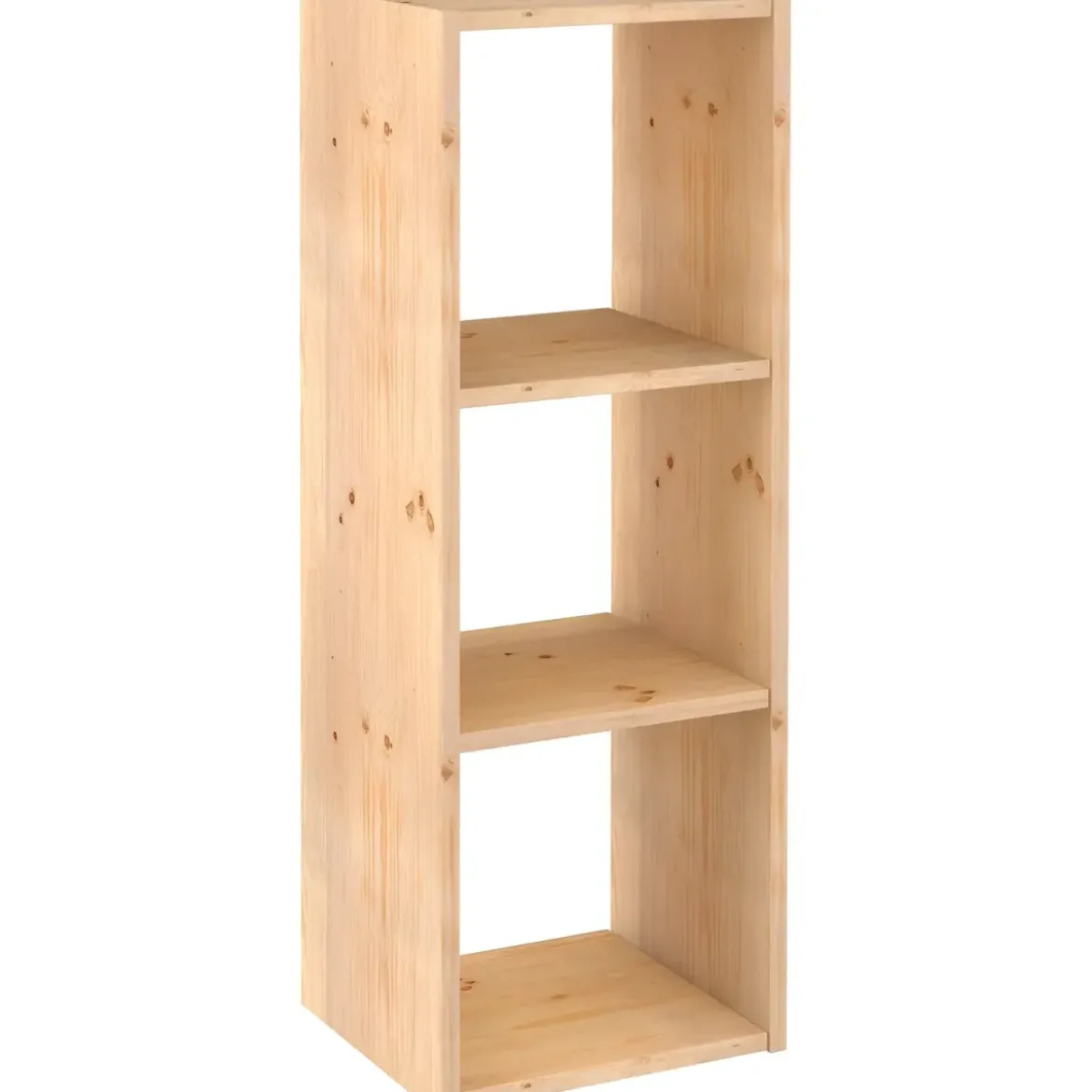 Scaffale Libreria Cubo 3 Piani Componibile in Legno Pino 36x33x107 cm
