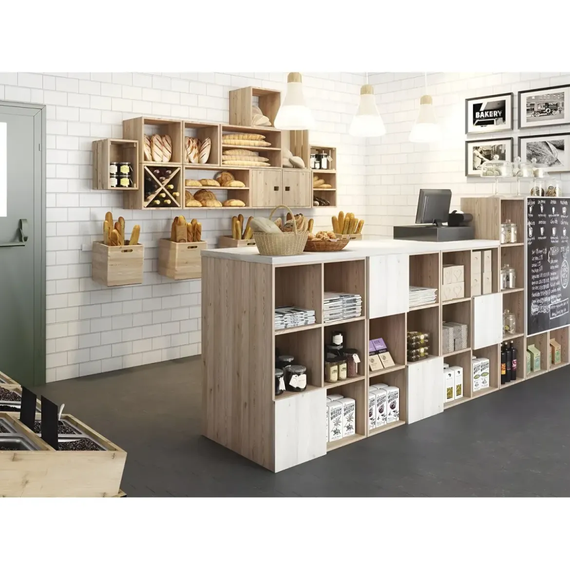 Scaffale Libreria Cubo 3 Piani Componibile in Legno Pino 36x33x107 cm