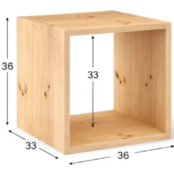 Scaffale Libreria Cubo 36x33x36 cm Componibile Legno Pino Portaoggetti