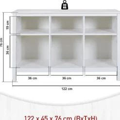 Scaffale Libreria Soggiorno Ingresso in Legno Massello Bianco 6 Vani