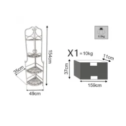Scaffale Portapiante ad Angolo con 4 Ripiani Bianco in Metallo Antico