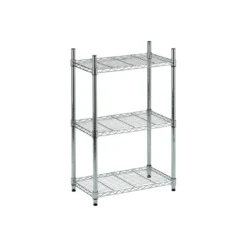 Scaffali 3 Ripiani 60x35 in Metallo Cromato Stretto per Garage Mensole Officina