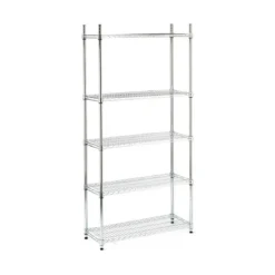 Scaffali 5 Ripiani 90x35 Metallo Cromato Garage Scaffalature Officina Mensole