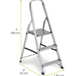 Scala in Alluminio 3 Gradini Comoda e Robusta Scalini Max 150kg Sgabello Casa