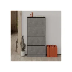 Scarpiera 4 Ante a Ribalta Doppie Salvaspazio Legno Grigio