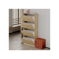 Scarpiera 4 Ante a Ribalta Doppie Legno Rovere Chiaro