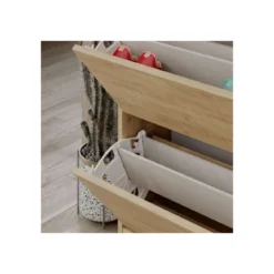 Scarpiera 4 Ante a Ribalta Doppie Legno Rovere Chiaro