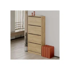 Scarpiera 4 Ante a Ribalta Doppie Legno Rovere Chiaro