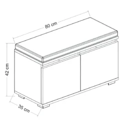 Scarpiera 2 Ante a Ribalta Pouf Contenitore Noce Nero 80x35x42 cm
