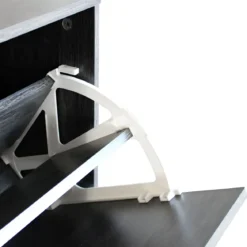 Scarpiera 2 Ante a Ribalta Slim Salvaspazio Legno Grigio Scuro Moderno