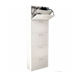 Scarpiera 5 Ante in Legno Design Slim per Entrata Salvaspazio in Legno Bianco