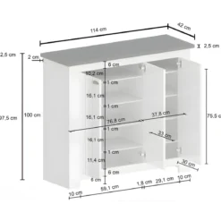 Scarpiera 3 Ante Mobile Ingresso Bianco Report 8 Ripiani 114x42x100 cm