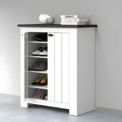Scarpiera 2 Ante Mobile Ingresso Bianco Report 4 Ripiani 84x42x100 cm