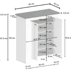 Scarpiera 2 Ante Mobile Ingresso Bianco Rovere 4 Ripiani 84x42x100 cm