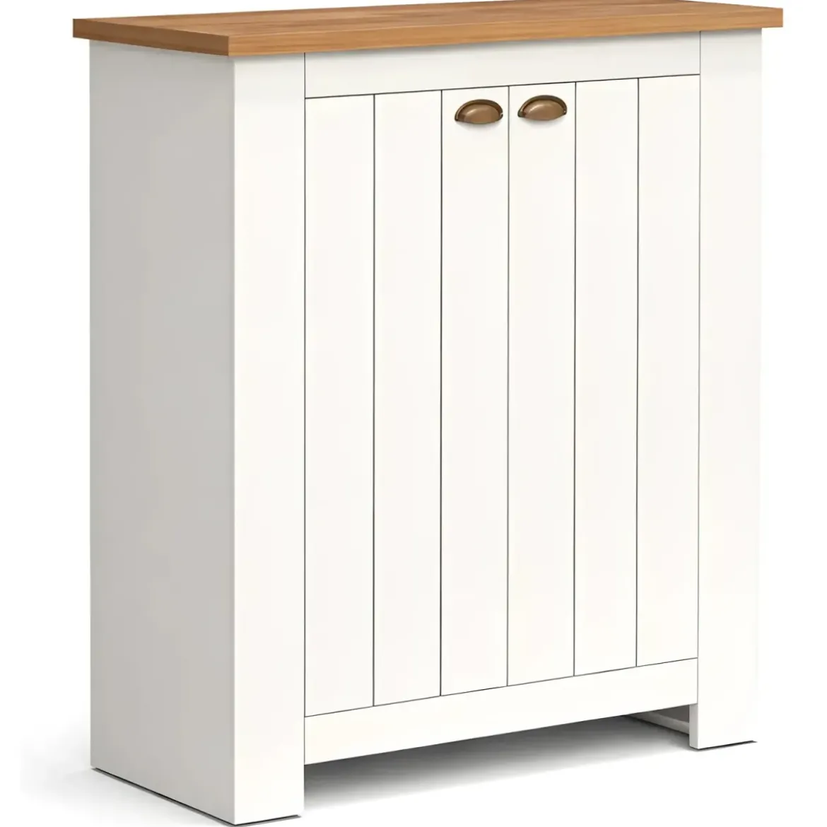 Scarpiera 2 Ante Mobile Ingresso Bianco Rovere 4 Ripiani 84x42x100 cm