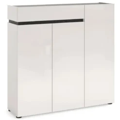 Scarpiera 3 Ante 120x34x115 cm Bianca con Cassetto Soft-Close