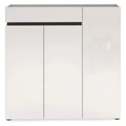 Scarpiera 3 Ante 120x34x115 cm Bianca con Cassetto Soft-Close