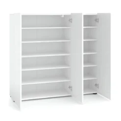 Scarpiera 3 Ante 120x34x115 cm Bianco Mobile Salvaspazio