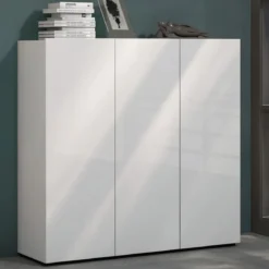 Scarpiera 3 Ante 120x34x115 cm Bianco Mobile Salvaspazio