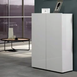 Scarpiera 2 Ante 80x34x114h cm bianco lucido per ingresso