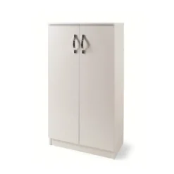 Scarpiera Armadio Mobile 2 Ante Bianco Frassinato Ripiani Portascarpe Mobiletto