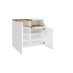 Scarpiera Bianco e Acero Mobile da Ingresso Porta Scarpe con 2 Ante