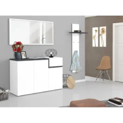 Scarpiera con 3 Ante Porta 22 Paia di Scarpe Bianco e Ardesia Mobile