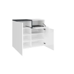 Scarpiera da Ingresso Bianco e Ardesia Mobile Porta Scarpe con 2 Ante