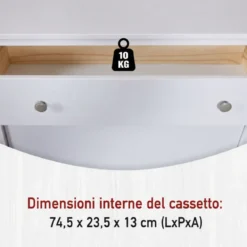 Scarpiera da Ingresso Mobile con 2 Ante Ribalta Cassetto Legno Bianco