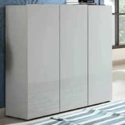 Scarpiera Grigia 3 Ante 120x34x115 cm Melaminico Laccato