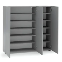 Scarpiera Grigia 3 Ante 120x34x115 cm Melaminico Laccato