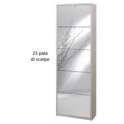 Scarpiera Olmo 5 Ante a Specchio Ribalta Doppia 25 Paia Portascarpe Armadio Alto