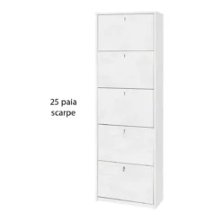 Scarpiera 25 paia 5 Ante a Ribalta Doppia Ossido Bianco Portascarpe Salvaspazio