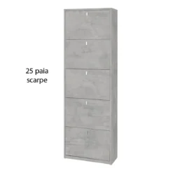 Scarpiera 25 paia 5 Ante a Ribalta Doppia Grigio Beton Porta Scarpe Salvaspazio