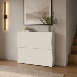 Scarpiera Salvaspazio 2 Ante a Ribalta Legno Beige Cachemire Ingresso