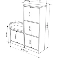 Scarpiera Salvaspazio Ingresso 4 Ante Ribalta Panca Imbottita Beige