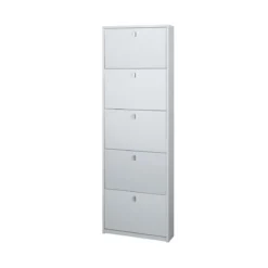 Scarpiera Slim 5 Ante Ribalta Bianco Legno Porta Scarpe Mobile Alto Salvaspazio