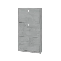Scarpiera Slim 3 Ante Ribalta Grigio in Legno Porta Scarpe Mobile Salvaspazio