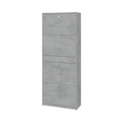 Scarpiera Slim Grigio 4 Ante Ribalta con Cassetto Portascarpe Mobile Salvaspazio