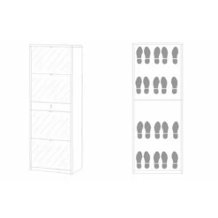Scarpiera Slim Noce 4 Ante Ribalta Doppia con Cassetto Portascarpe Mobile