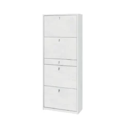 Scarpiera Slim Ossido 4 Ante Ribalta con Cassetto Porta Scarpe Mobile Kit Legno