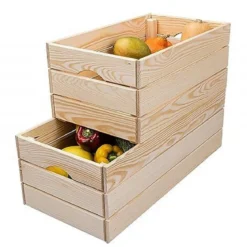 Scatola in Legno Organizzatore Frutta e Verdura Cassetta Impilabile