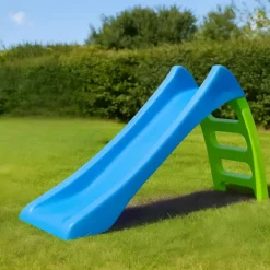 Scivolo Bambini 116 cm con Attacco Acqua e Scaletta 3 Gradini Celeste