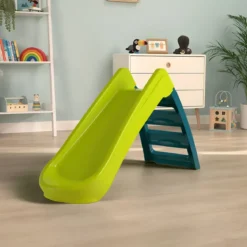 Scivolo per Bambini Pieghevole Salvaspazio a 3 Gradini in Plastica Verde
