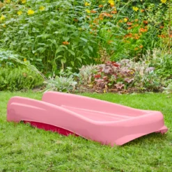 Scivolo per Bambini Pieghevole Salvaspazio a 3 Gradini in Plastica Rosa