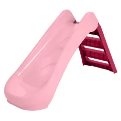 Scivolo per Bambini Pieghevole Salvaspazio a 3 Gradini in Plastica Rosa