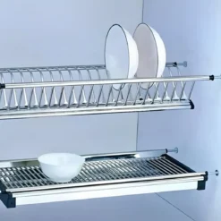 Scolapiatti in Acciaio 56 cm Organizzatore Piatti per Pensile Regolabile