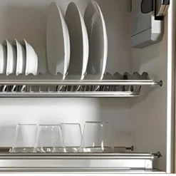 Scolapiatti per Cucina a Incasso con Vassoio Salvagocce per Piatti 86 cm