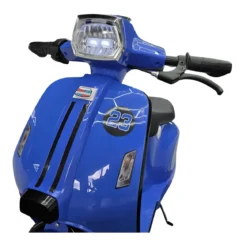 Scooter Elettrico Blu per Bambini 24V Sedile Pelle Ruote Pneumatiche