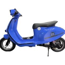 Scooter Elettrico Blu per Bambini 24V Sedile Pelle Ruote Pneumatiche